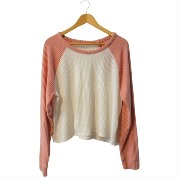 Aero Waffle Knit Pullover Raglan Sweater XL - Picture 1 of 8